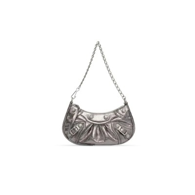 BALENCIAGA WOMEN'S LE CAGOLE CHAIN BAG MINI IN SILVER GREY 6958140GT3Y8103 (20.8*13*4.3cm)